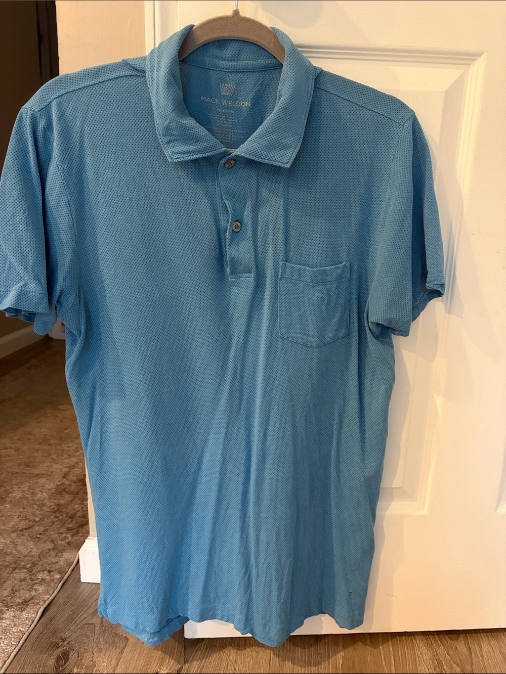 Mack Weldon Sky Blue Men’s Polo with Chest Pocket